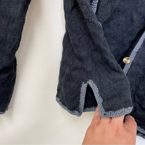 Trina Turk 100% (soft) wool  Vermouth Black with Gold button Caridgan M - Picture 6 of 9